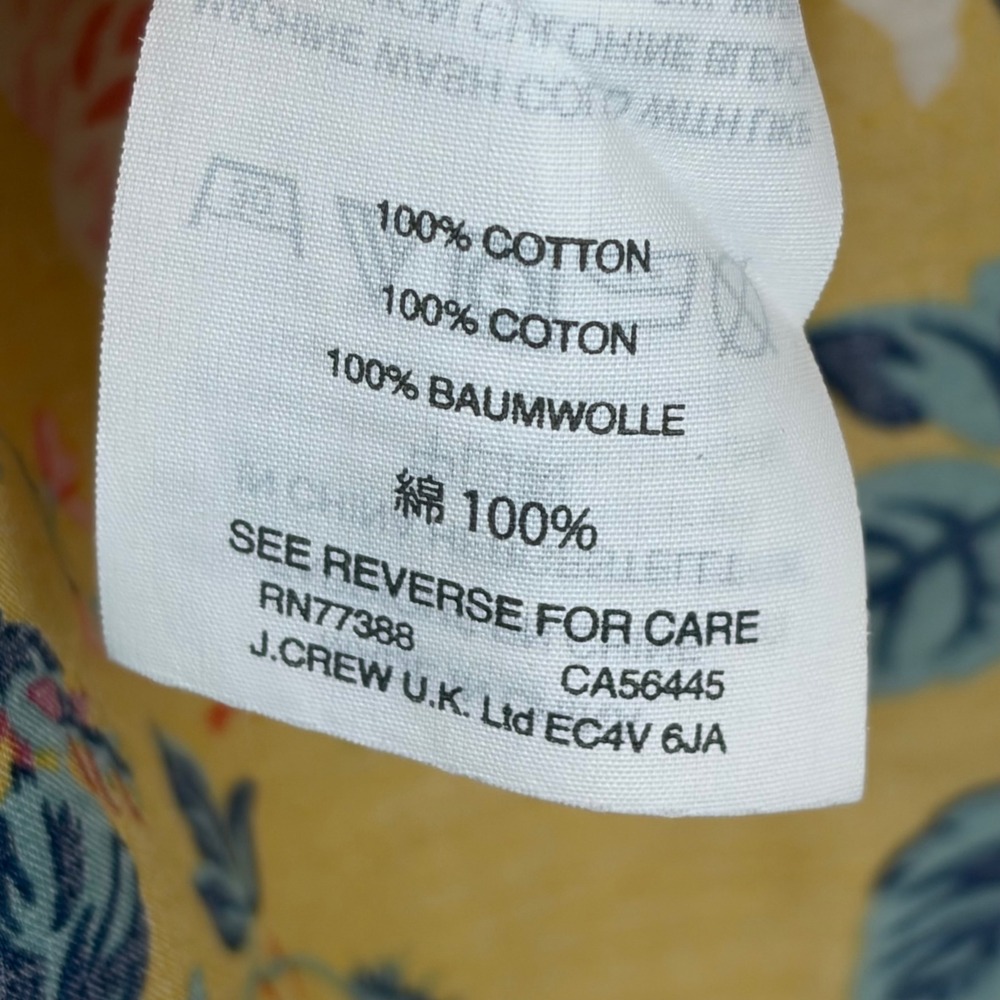 J.Crew Liberty Fabric Floral Pintuck Blouse Yellow Pink Cotton Size 8 - Picture 5 of 11